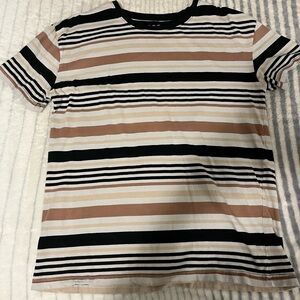 RSQ Black and Brown Striped Short Sleeve Tee